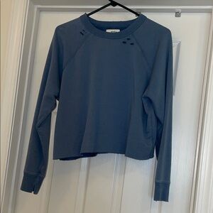Aerie XS Blue Cropped Long Sleeve Sweatshirt
